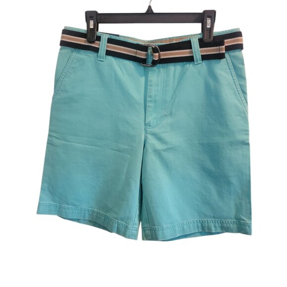 Izod Blue Radiance Flat Front Belted 9.5" Men's Golf/Chino Shorts - Picture 1 of 11